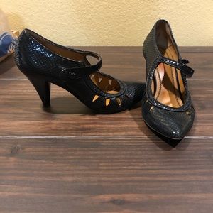 Miss Sixty Black Snakeskin Mary-Janes, Sz 38
